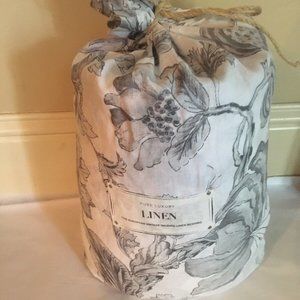 Pure Luxury Linen Gray Floral King Duvet Cover Set